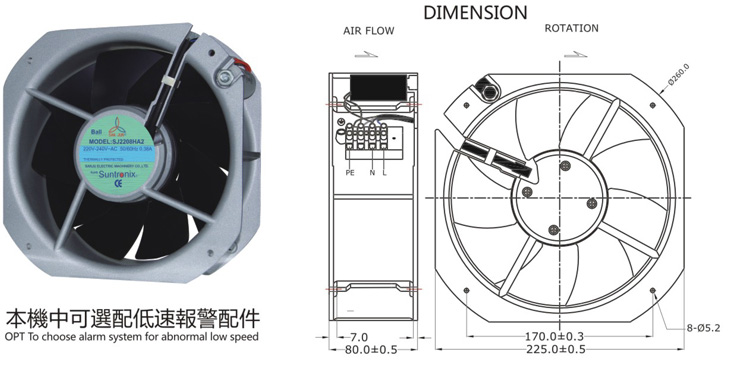 臺灣三巨SJ2208HA2-鐵葉風機